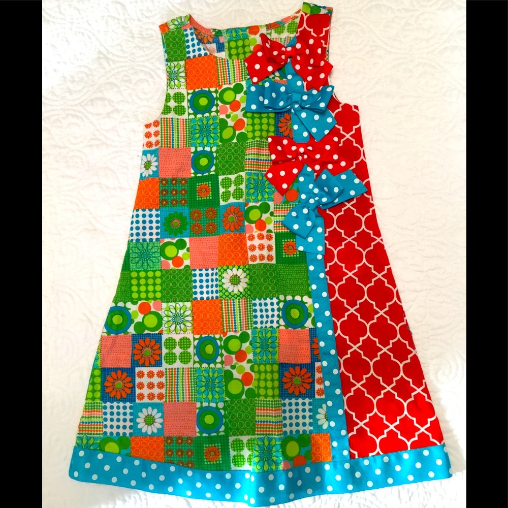 Girls Bonnie Jean Multicolor Print Dress
